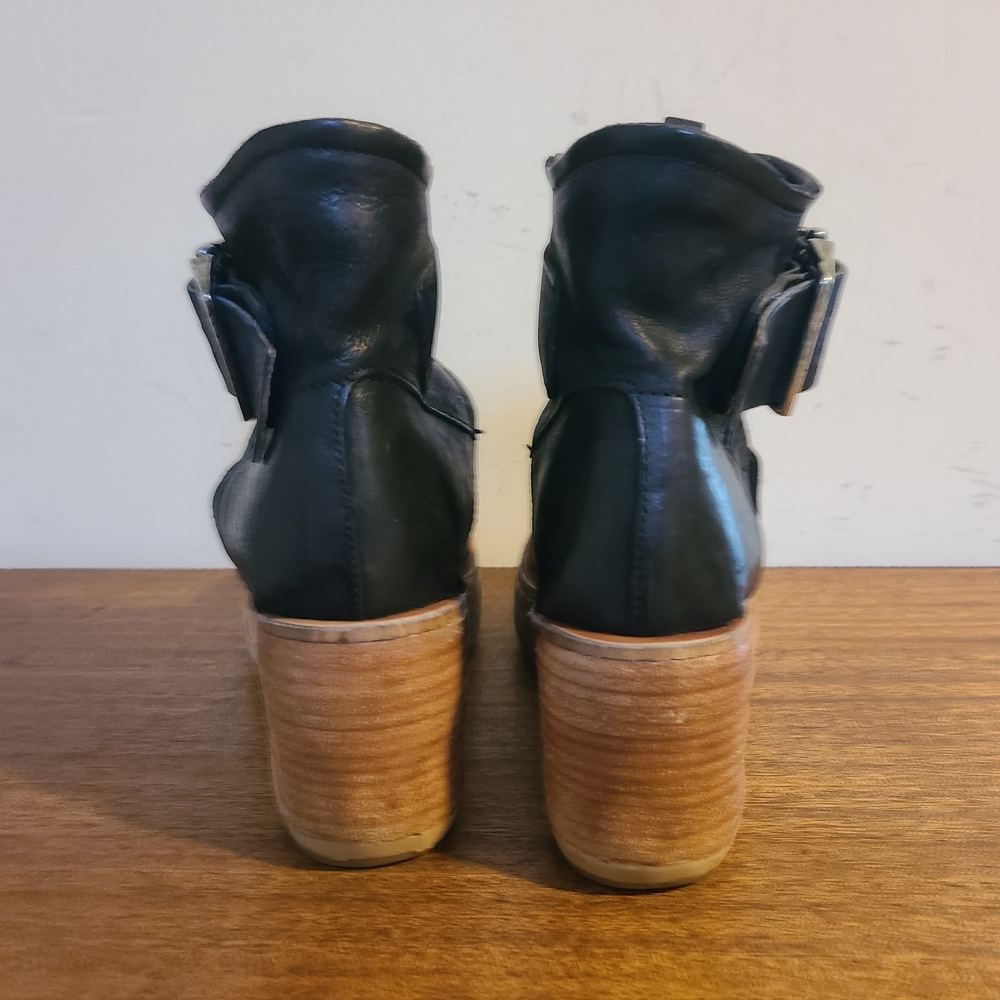 A.S.98 Naya Black Leather Wedge Sandals Size 37 - Picture 3 of 7